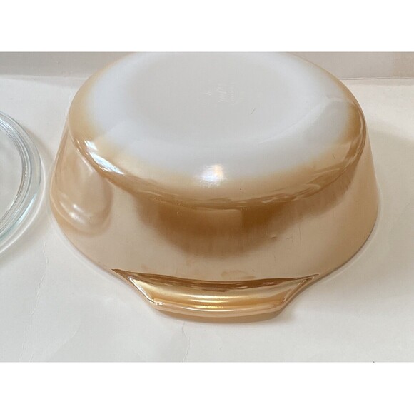 VTG 1960s Anchor Hocking Fire-King Copper Tint Lusterware Casserole Dish W/ Lid - Picture 9 of 15